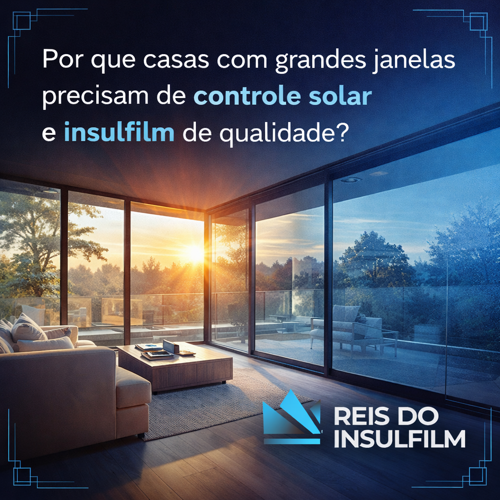 Por que casas com grandes janelas precisam de controle solar e insulfilm de qualidade - Reis do Insulfilm