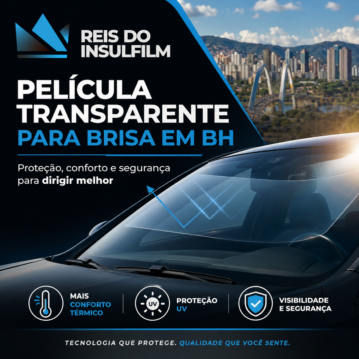 Película transparente para brisa em BH proteção, conforto e segurança para dirigir melhor - Reis do Insulfilm